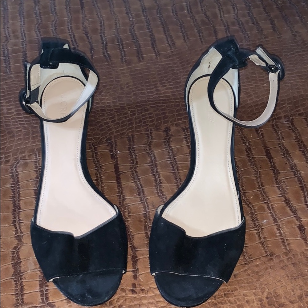 J Crew Black Suede Wedge Shoes Size 9.5